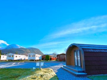 Our cosy highland pods have amazing views of the ben nevis mountain range. (added by manager 09 dec 2020)