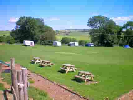 Camping field and picnic benches
