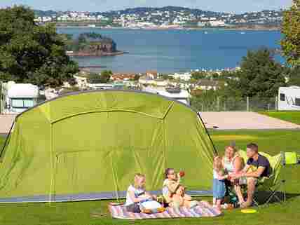 Electric grass tent pitch
