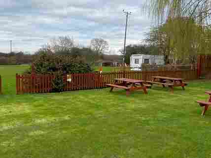 Pub garden looking onto the pitches