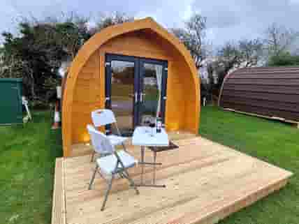 Glamping pod exterior with decking