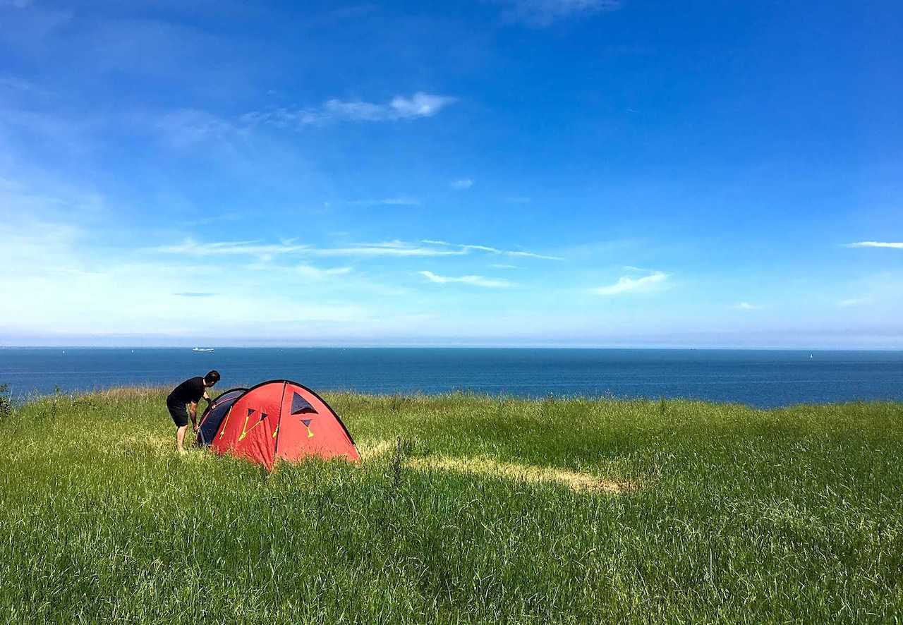 Pitch up next to the Thames Estuary at this cliffside campsite in Kent