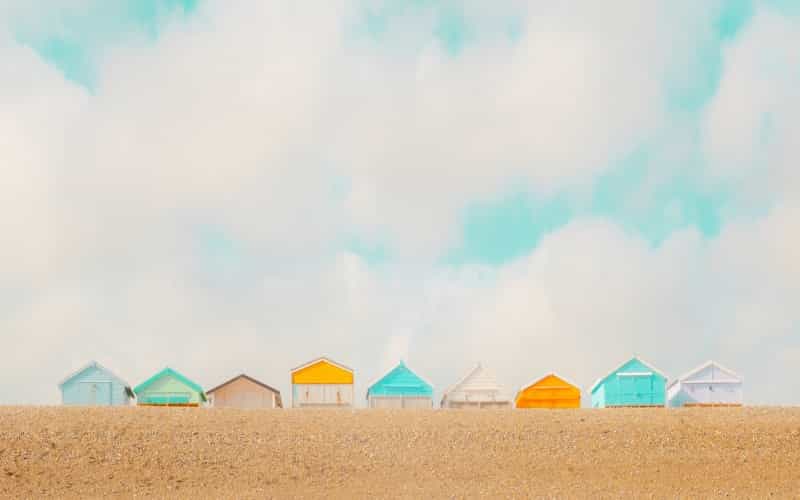 The renowned beach huts that line the West Sussex beaches