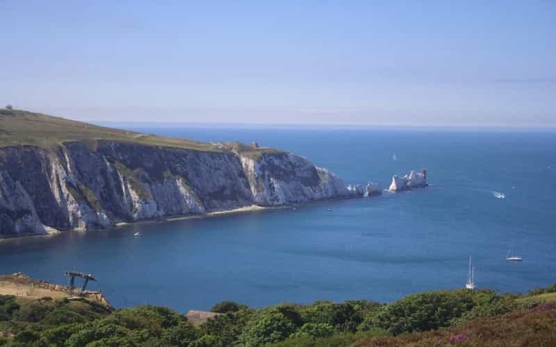 The Needles jutting out of the Isle of Wight