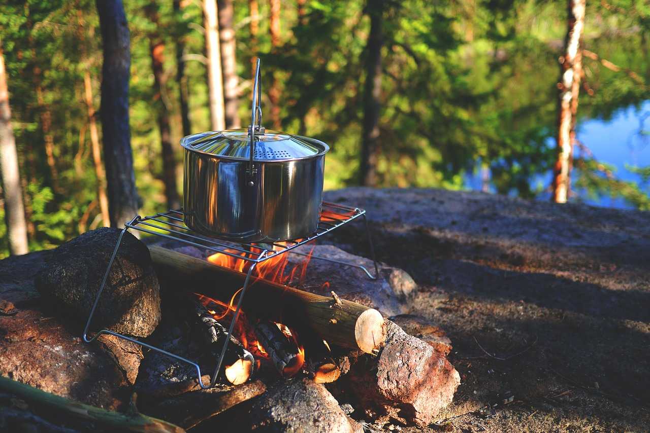 Cooking set-up on a camping trip