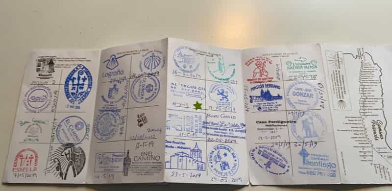Stamps in a Camino Pilgrim Passport (courtesy of Nick Whone)