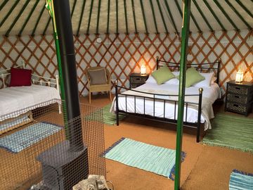 Each yurt has one double bed and two single beds. (added by manager 26 may 2018)