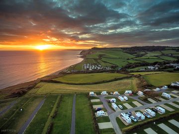 Aerial photo of the camping and touring field overlooking eype beach (added by manager 03 dec 2021)
