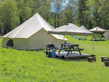One of our flower bell tents, lots of room to play and run around the bell tents (added by manager 10 mar 2023)
