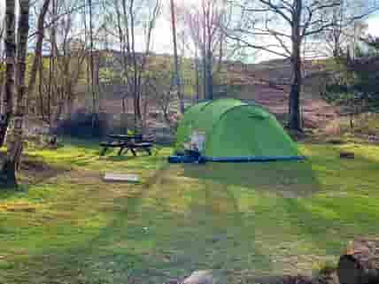 1 of 2 tent pitches.  Include a fire pit and picnic table
