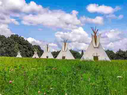 Tipis on the camping field