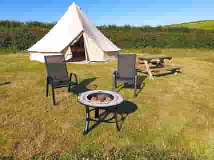 Bell tent with firepit