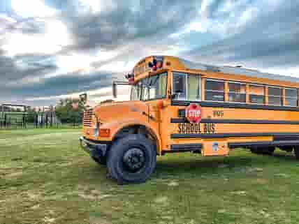 American school bus glamping in Somerset