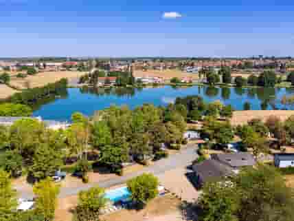 Aerial view of the campsite and the Breuil lake (added by manager 07 Dec 2021)