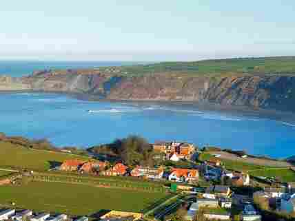 Aerial view of the location at Runswick Bay
