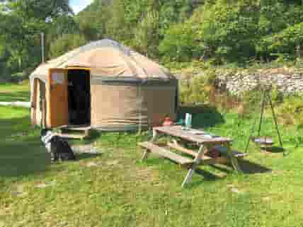 Visitor image of the site and yurt