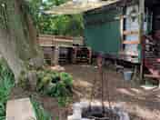 The Copse's firepit area and kitchen under awning (added by manager 04 Jul 2020)