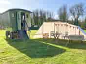 Traditional style shepherds hut with own dining/cooking Gazebo (added by manager 11 Apr 2023)