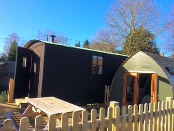 Shepherd's hut with adjacent bathroom and hot tub (added by manager 11 Feb 2019)