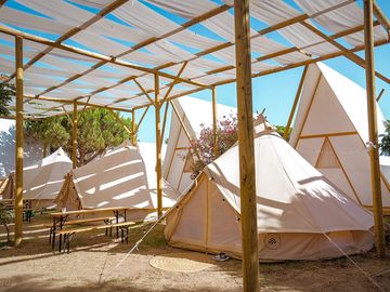 Shade for the glamping tents