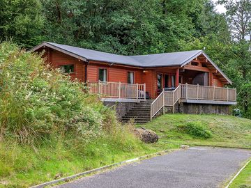 View of a lodge on Loch Awe