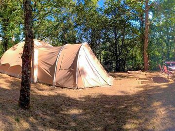 Spacious rental tent among the trees