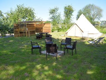 Bell tent and outdoor area