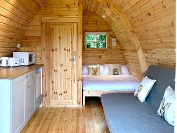 Inside the newly built camping pods