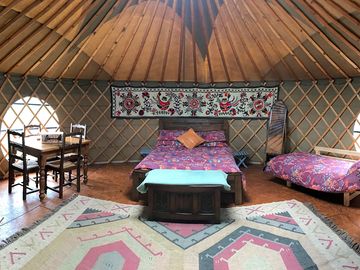 An all-round view of the yurt space