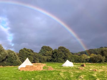 Rainbow over the bell tents (added by manager 01 Sep 2022)