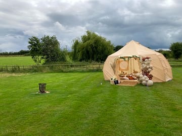 Campers set up on site