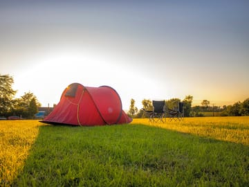 A tent pitched in the camping field