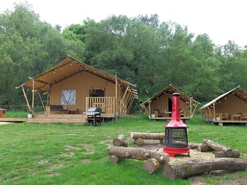 Pods and safari tent for a group booking