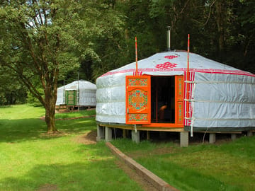 Yurts on wooden platforms