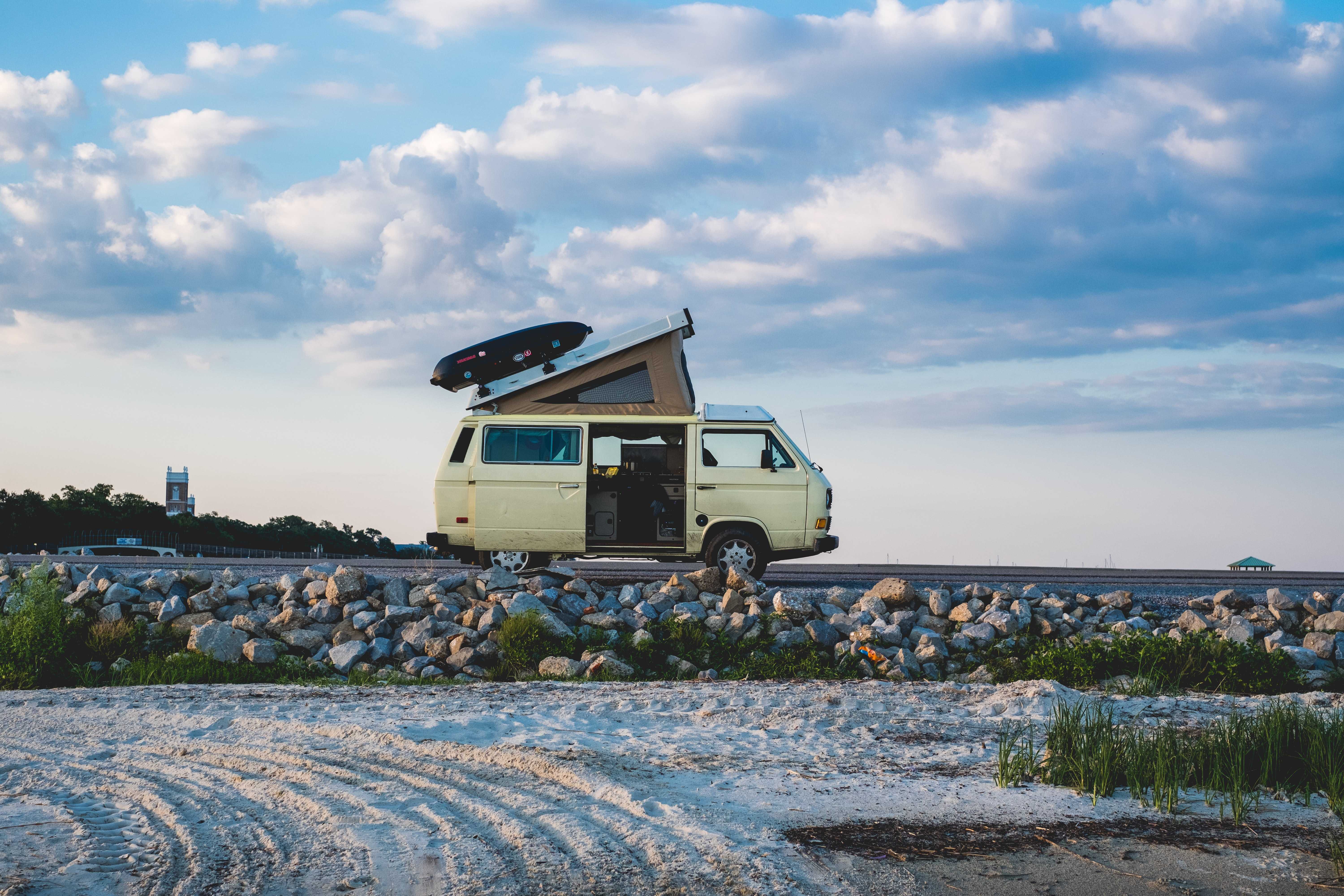 A campervan by the sea